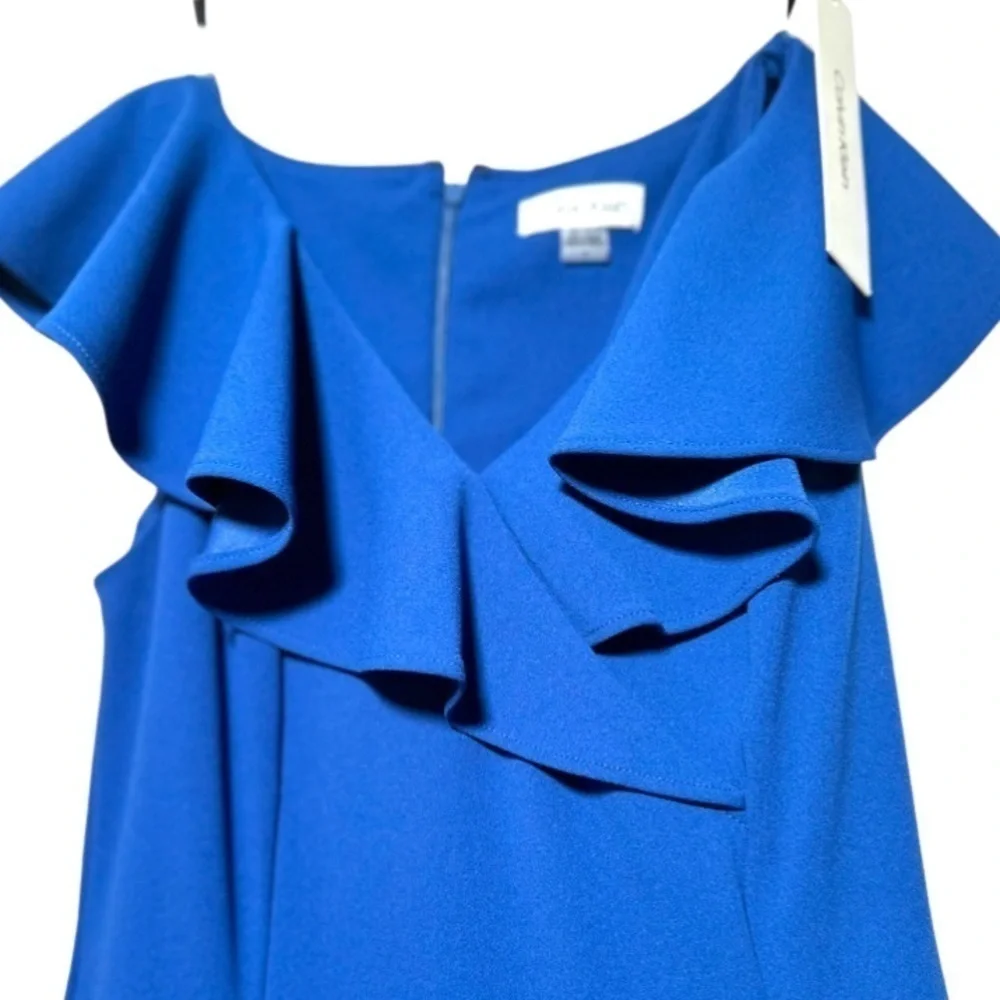 🅽🅴🆆 Calvin Klein blue sleeveless ruffle top maxi dress, women’s size 4